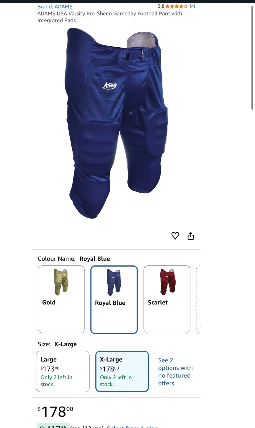 ADAMS USA Varsity Football Pants - Royal Blue - X-Large