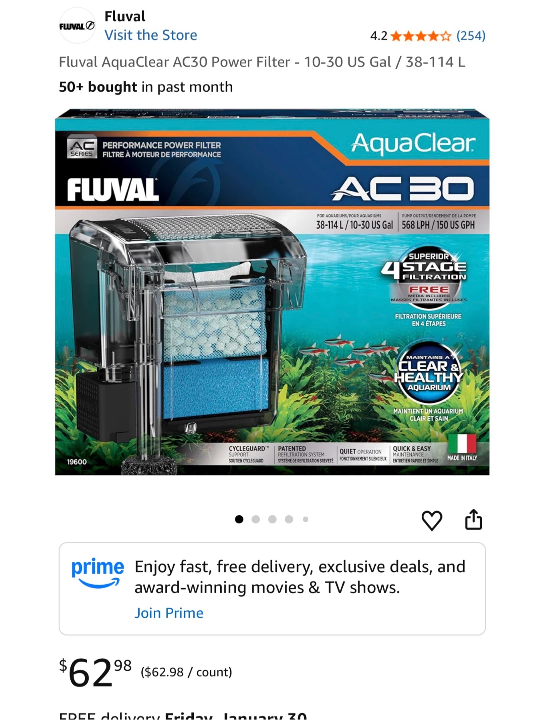 Fluval AquaClear AC30 Power Filter - one piece is broken