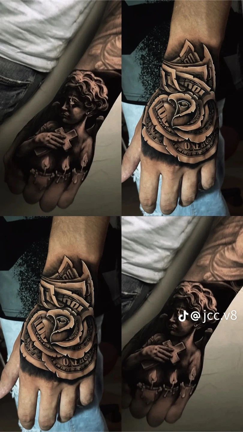 Custom Tattoo Design - Rose & Money Stack