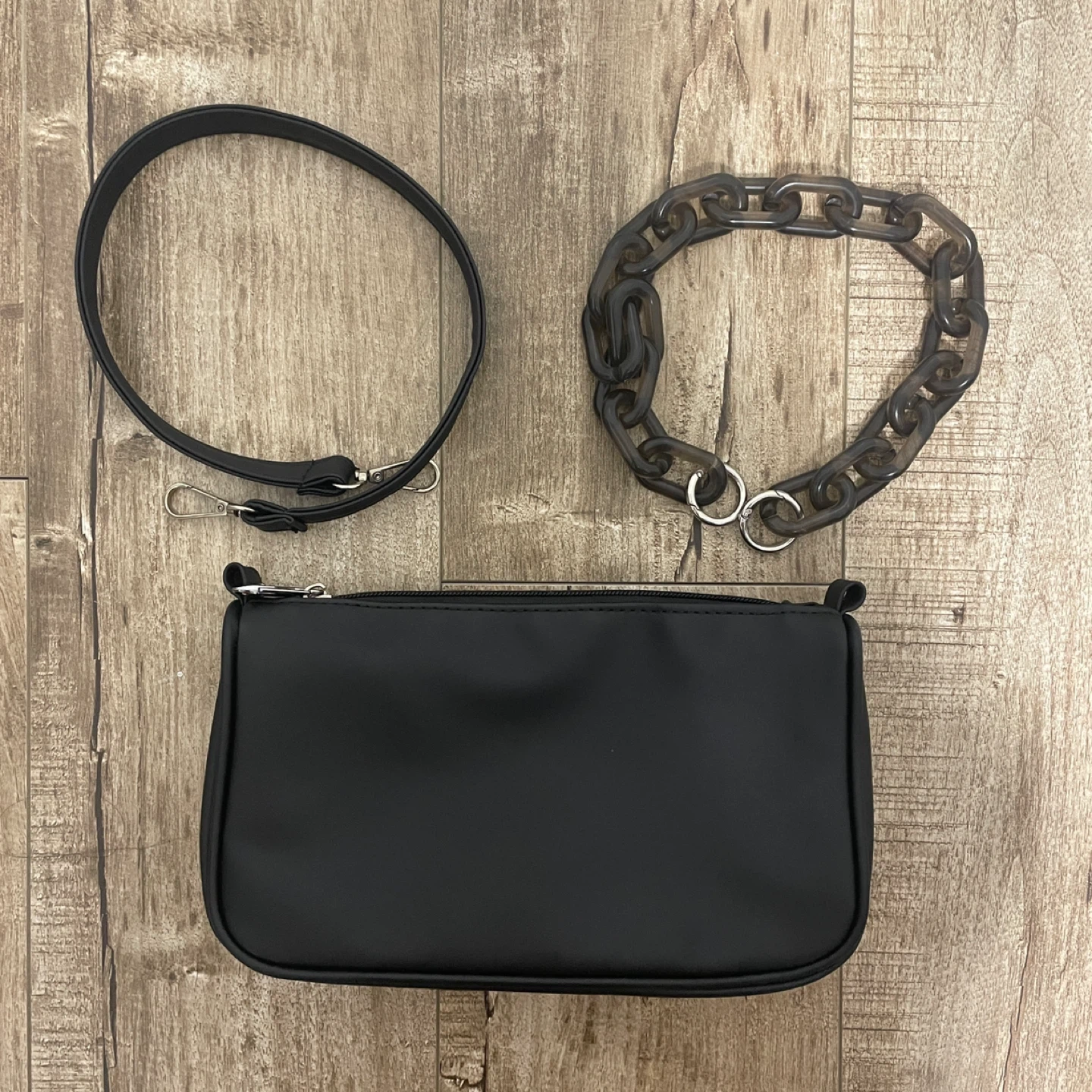 BRAND NEW 🥕 Black Shoulder Bag with Chain and Strap - photo 2