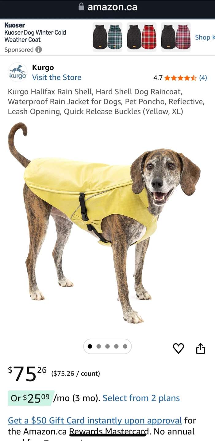XL Kurgo Halifax Rain Shell Dog Coat Yellow XL - photo 5