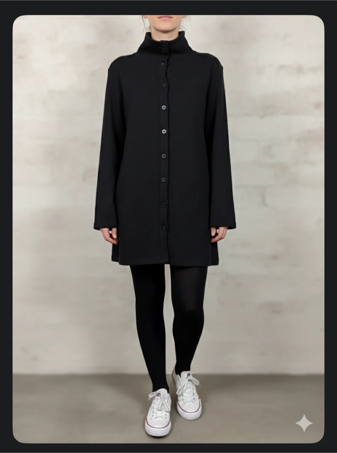 OAK + FORT Black Button-Up Turtle Neck Jacket - photo 3
