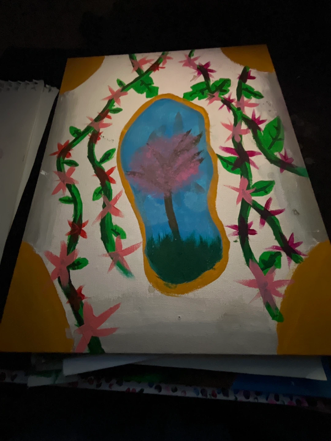 Original Artwork Painting - Floral Tree Landscape