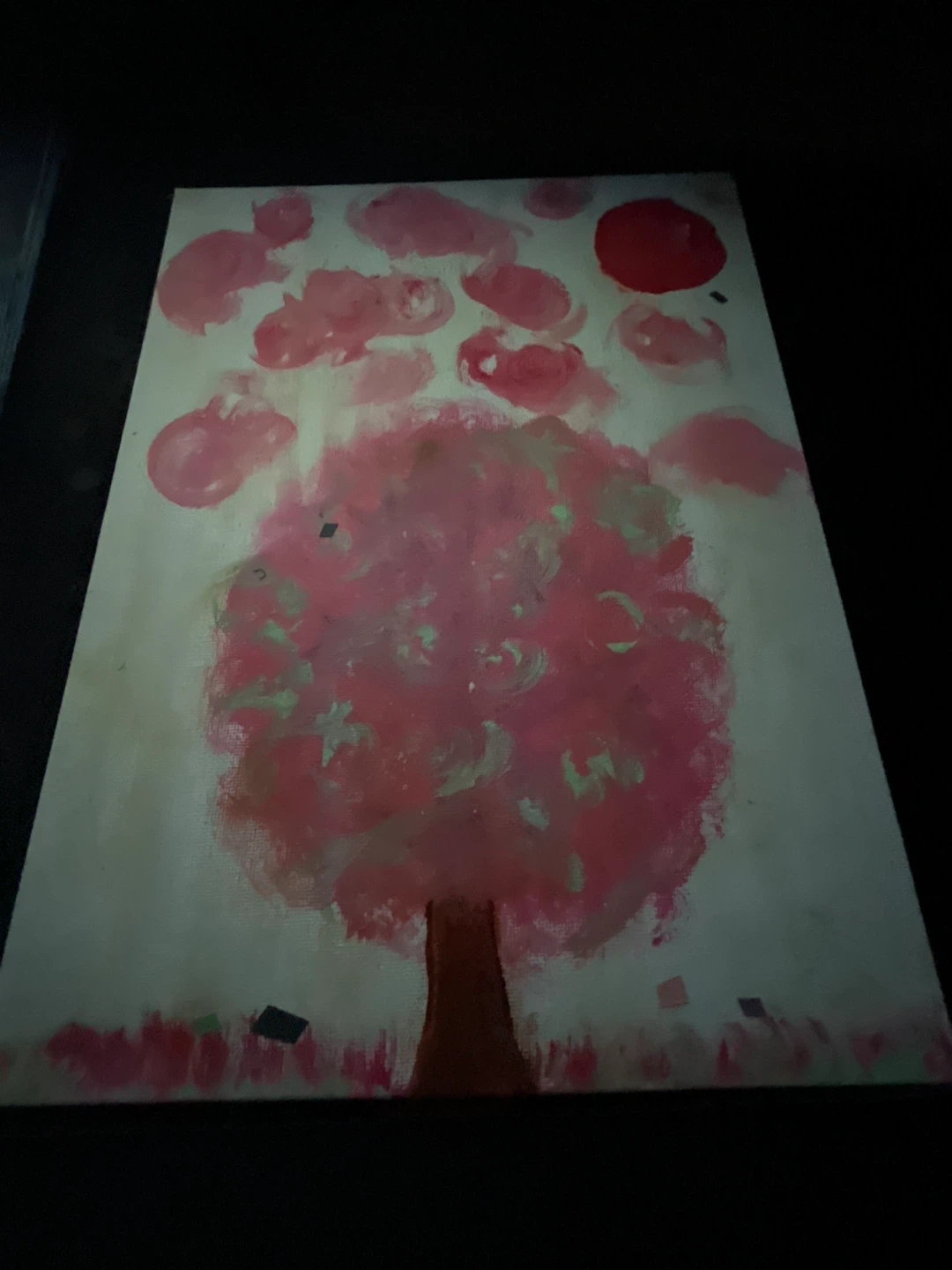 Original Painting - Pink Tree with Red Sun