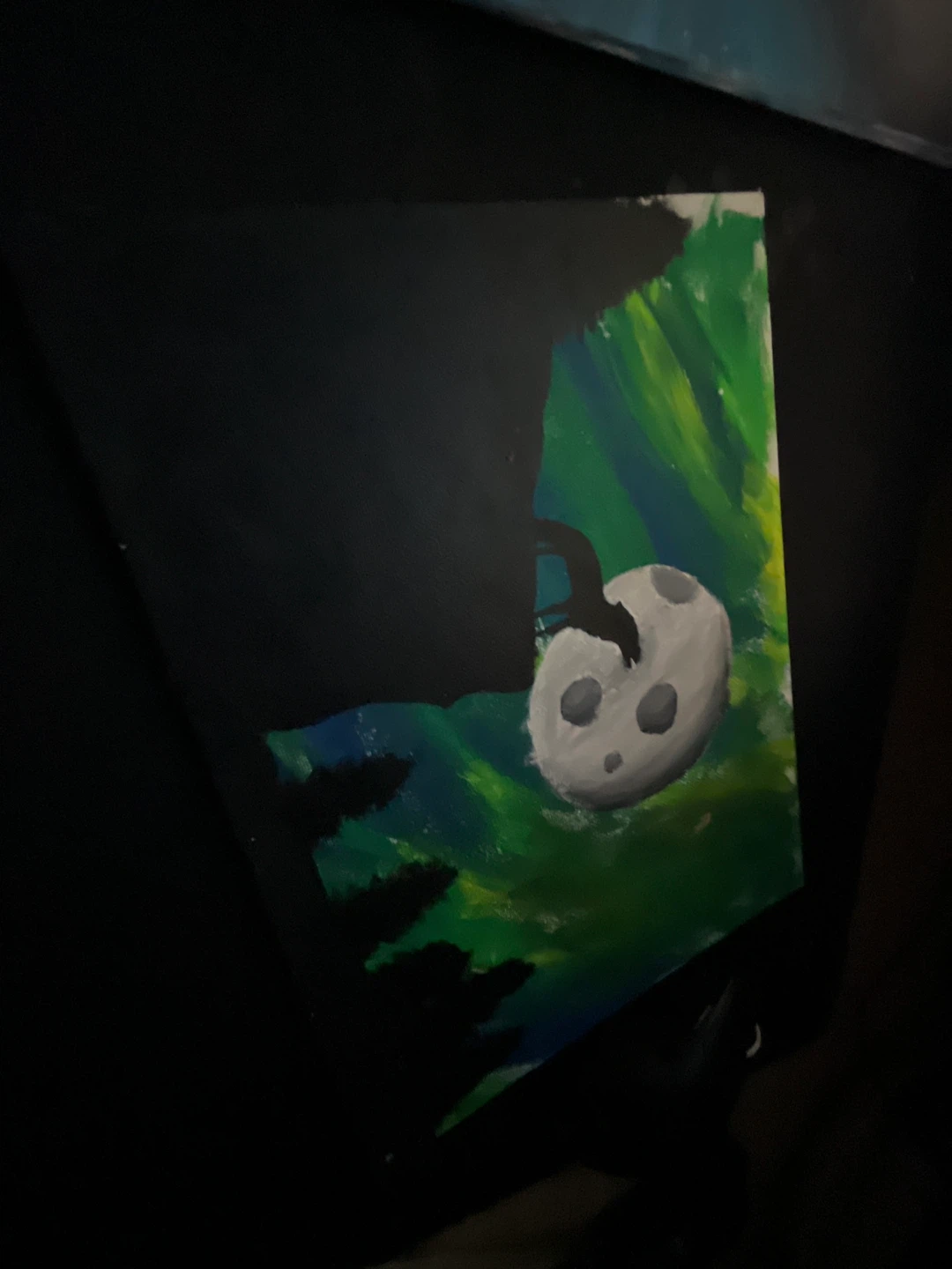 Handmade Moon and Forest Painting