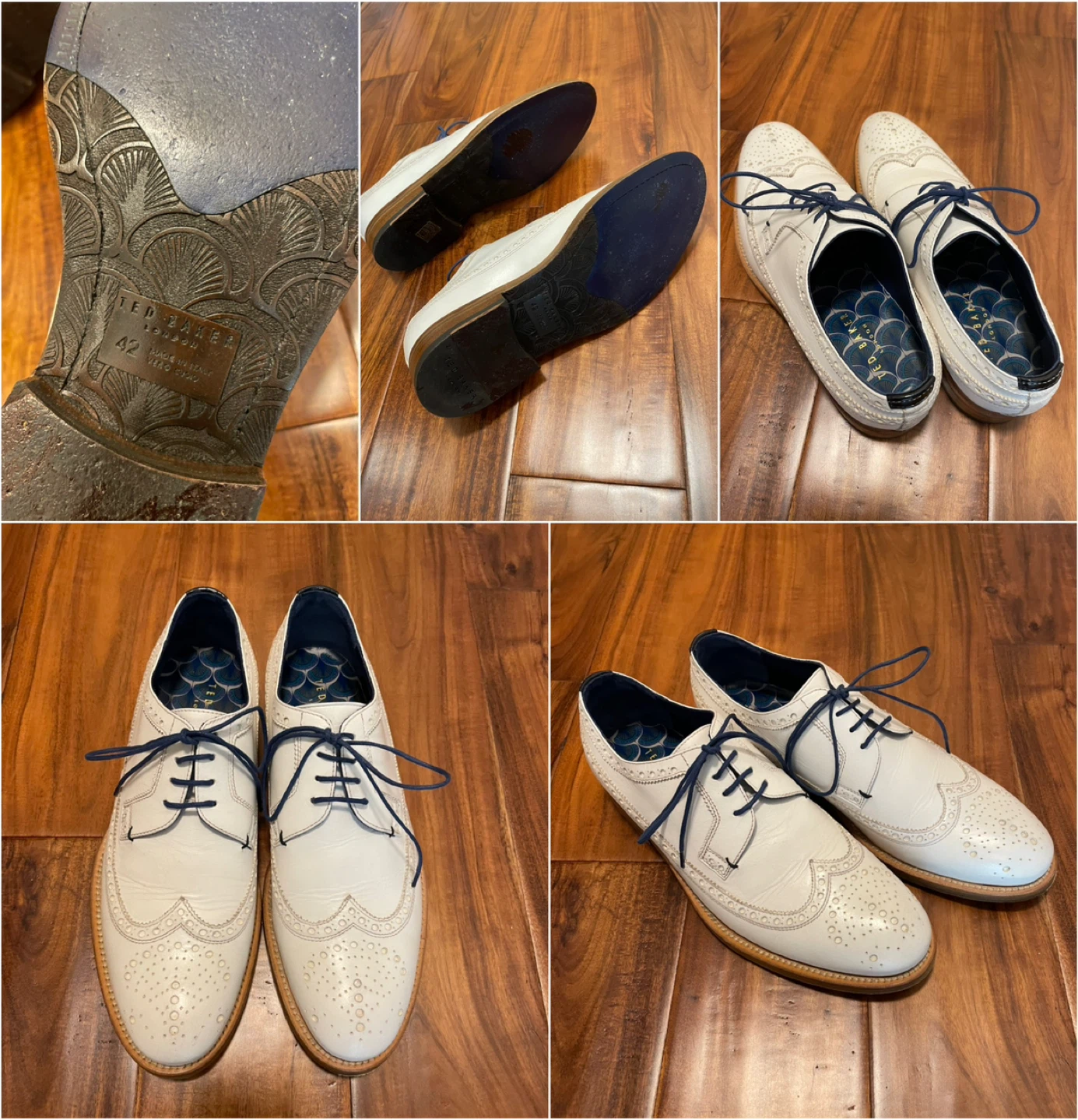 Ted Baker Wingtip Brogue Shoes Size 42 White