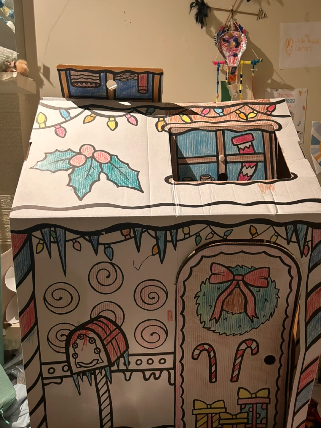 Cardboard Gingerbread House Play Tent