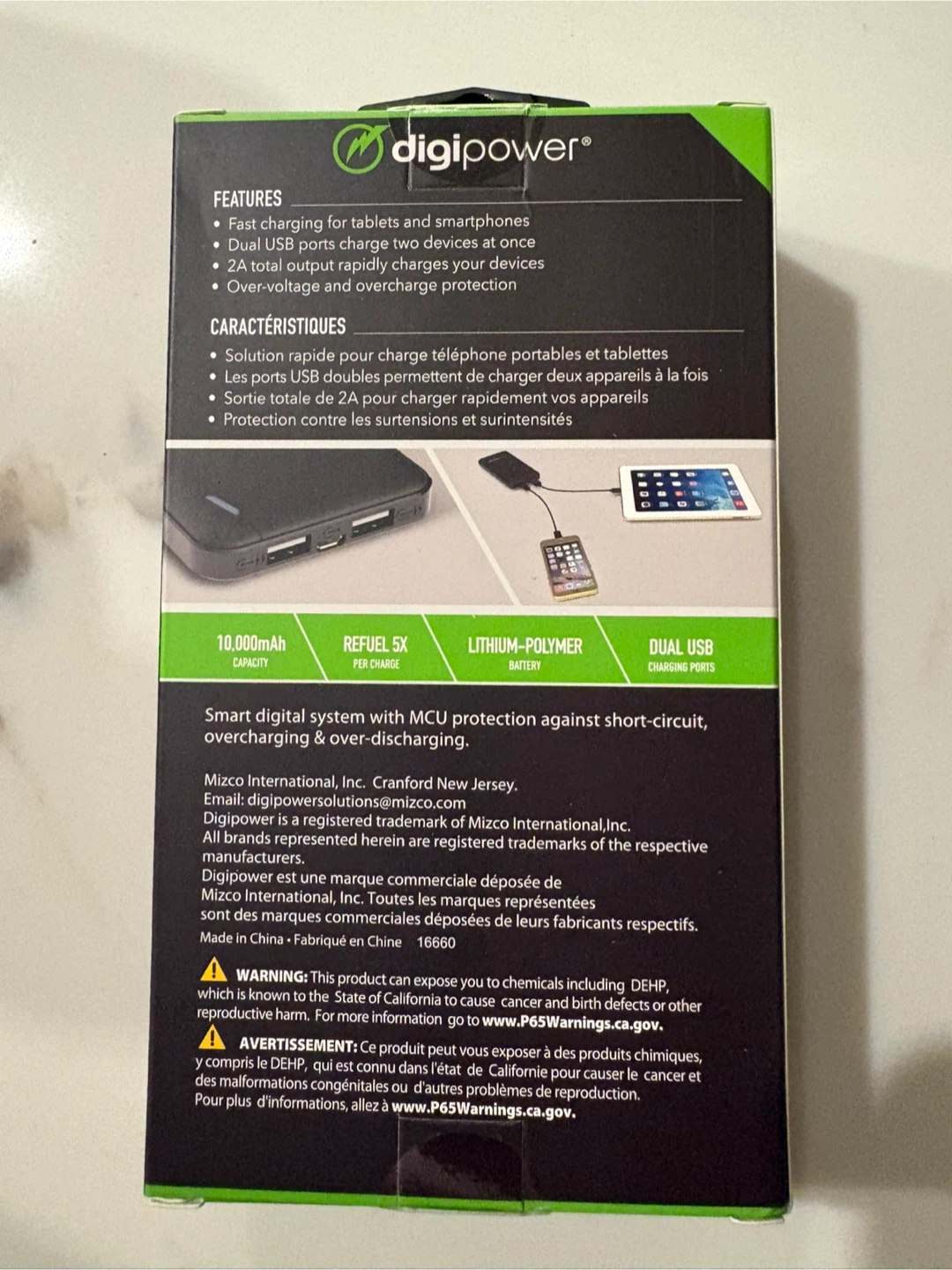 DigiPower RE-FUEL 10,000 mAh Portable Charger - photo 2