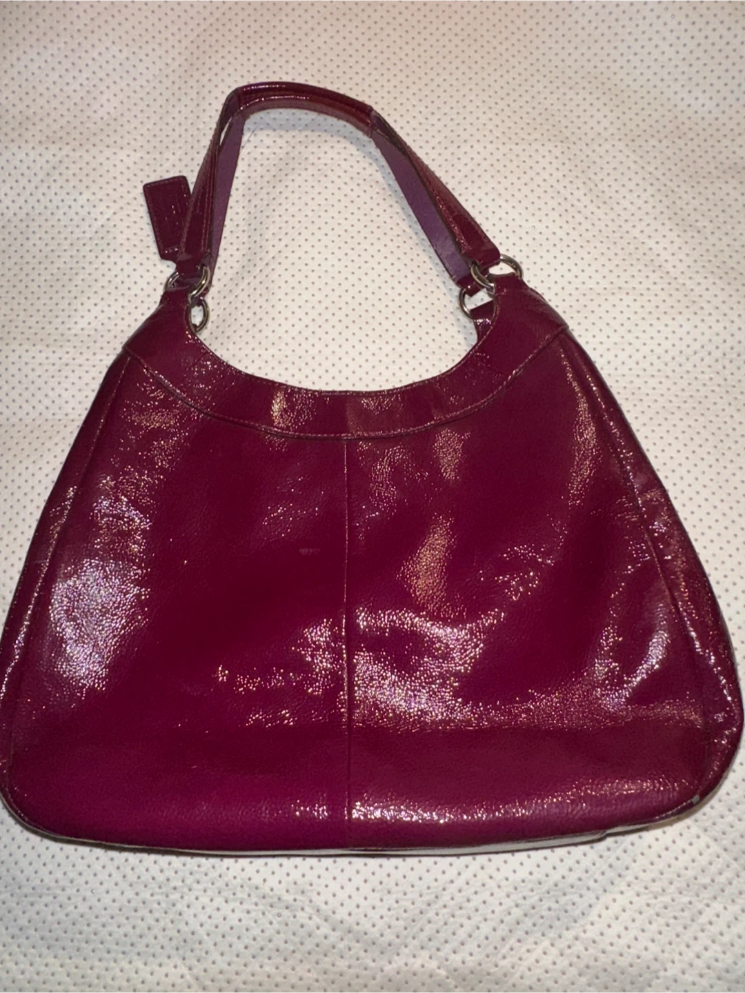Coach Patent Leather Hobo Handbag - Magenta - photo 4