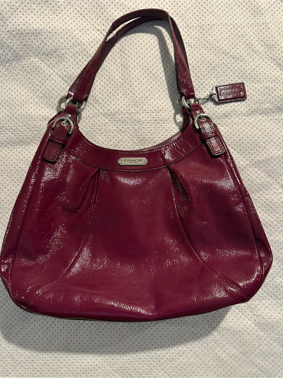 Coach Patent Leather Hobo Handbag - Magenta