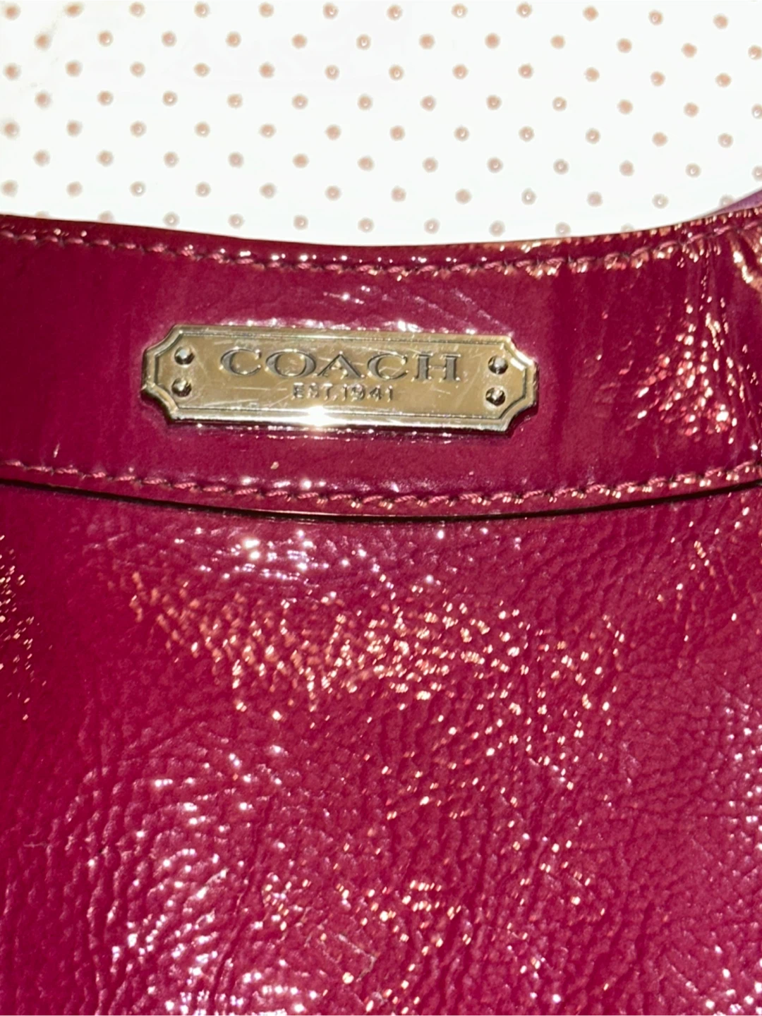 Coach Patent Leather Hobo Handbag - Magenta - photo 2