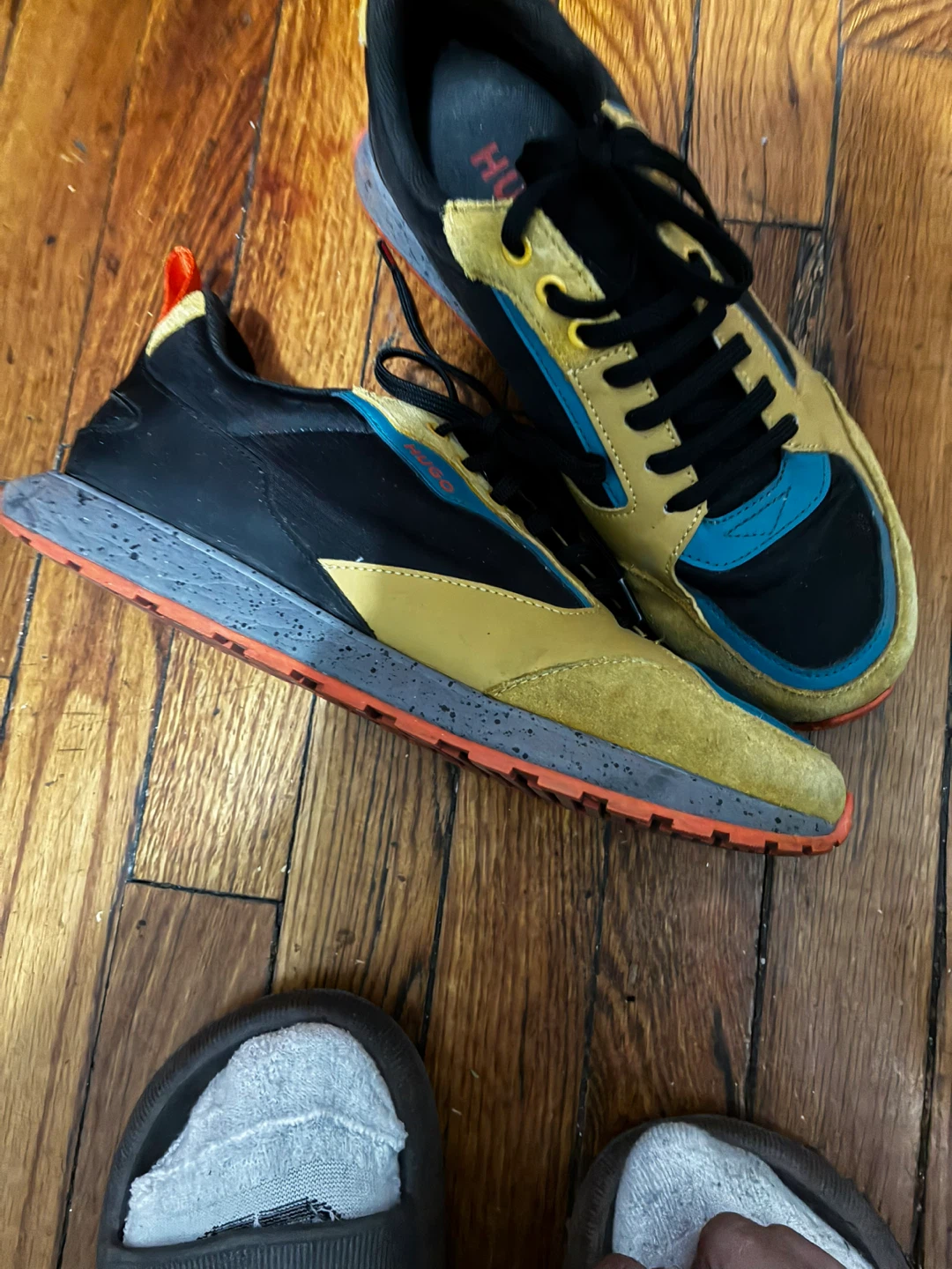 Hugo Boss Running Sneakers Men's Gold Black Blue - photo 2
