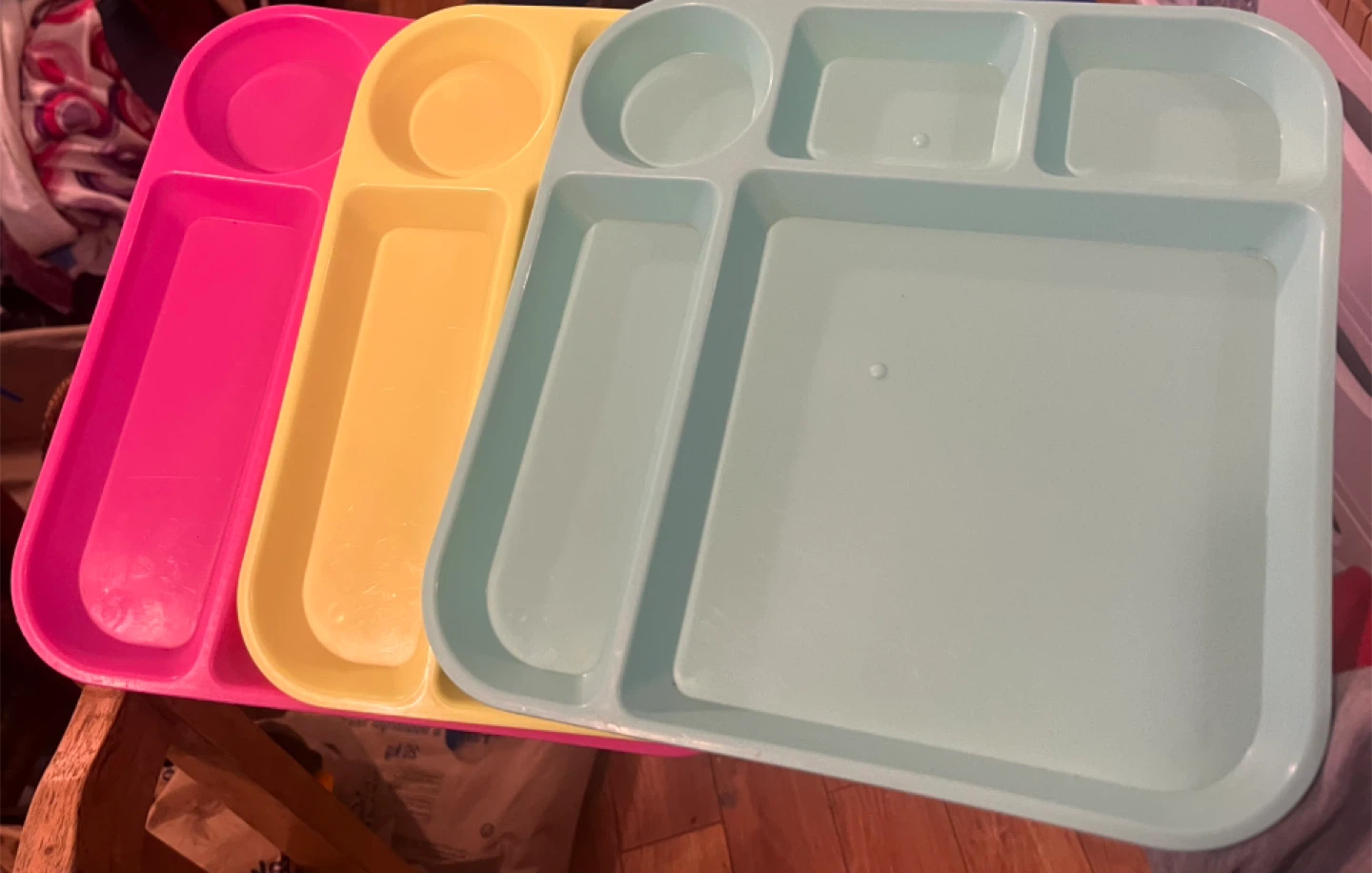 Set of 3 Divided Plastic plates/Trays