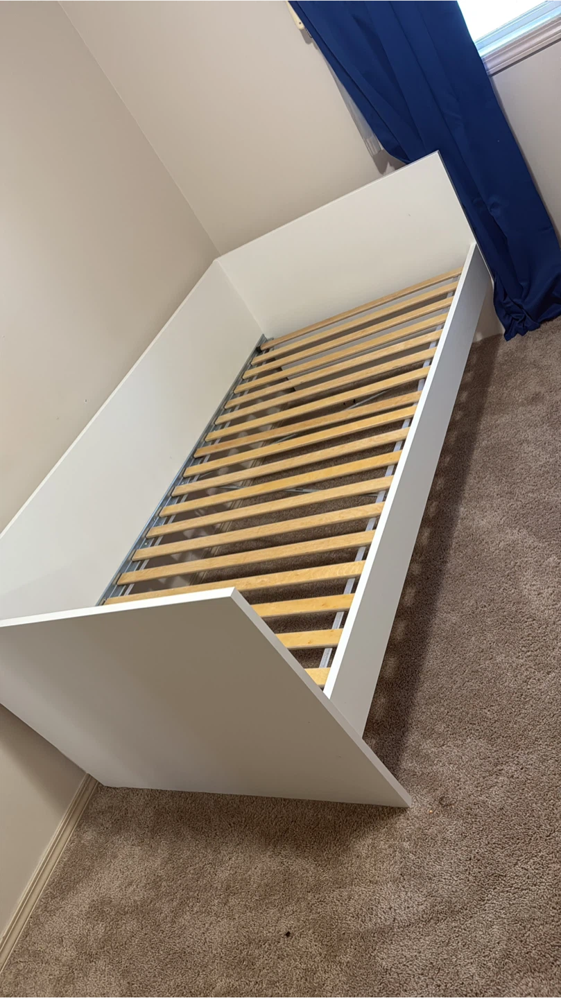 White Modern Bed Frame with Mattress