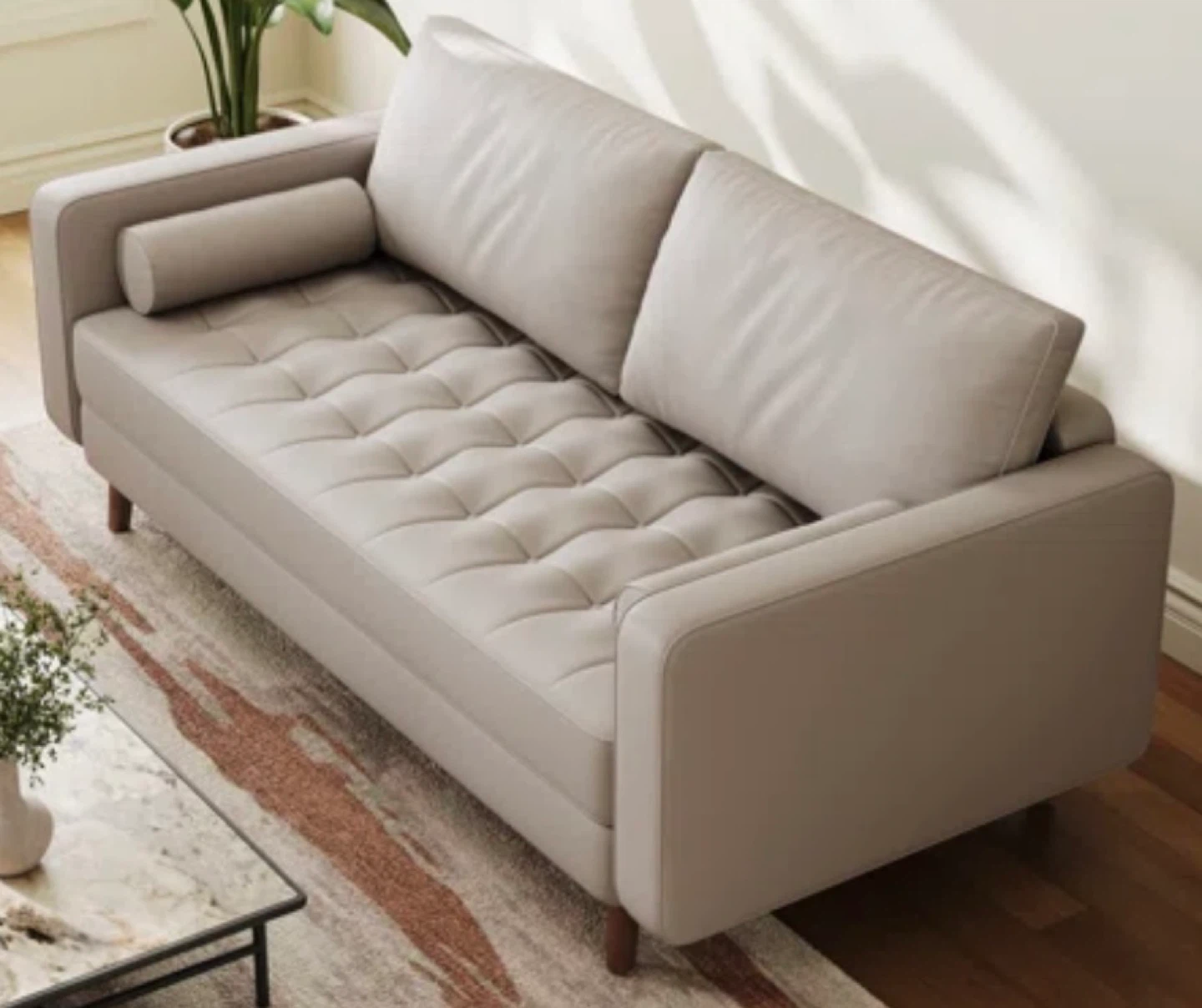 Square Arm Sofa - Beige - photo 2