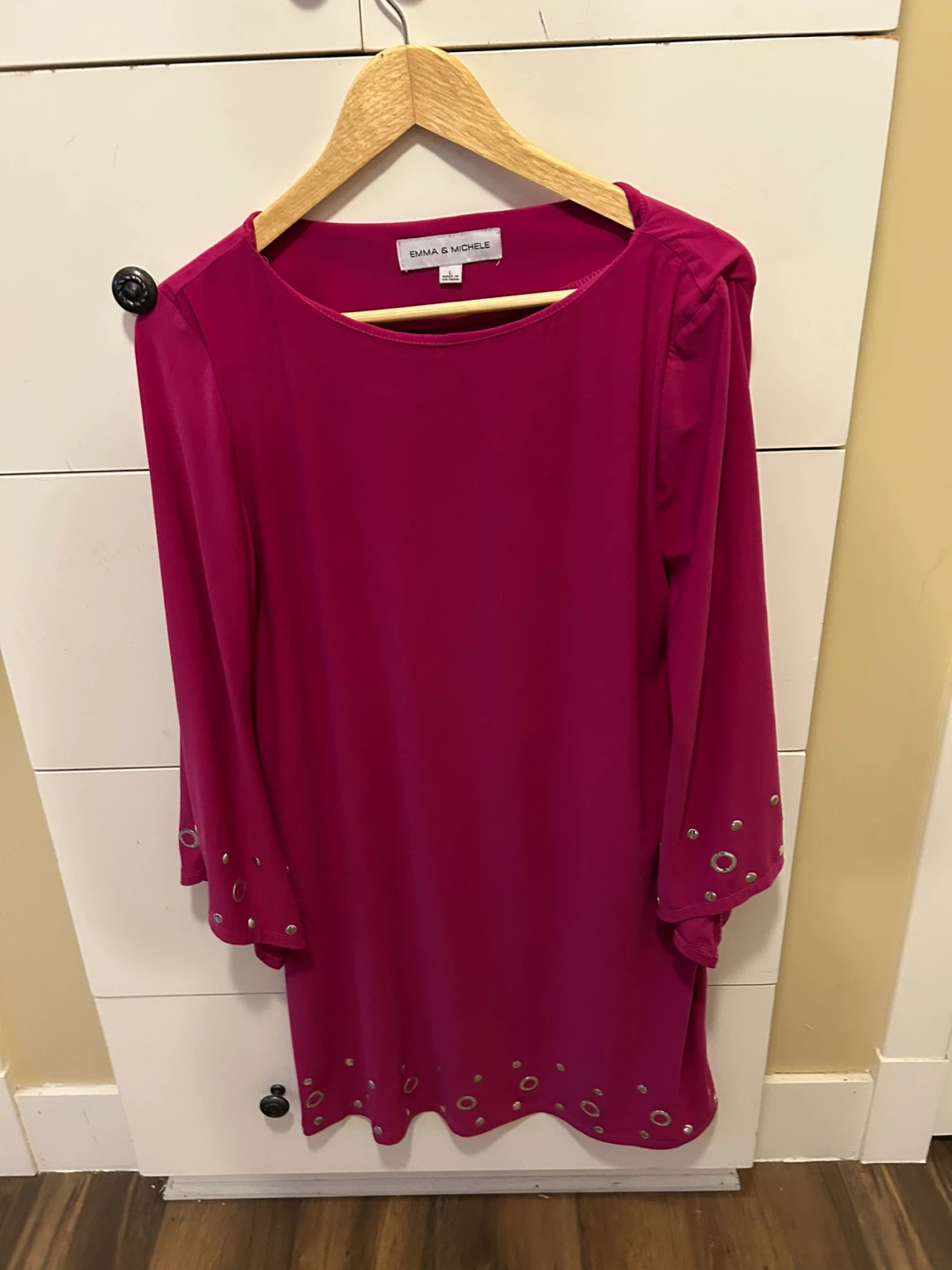 Emma & Michele Magenta Dress with Grommet Detail
