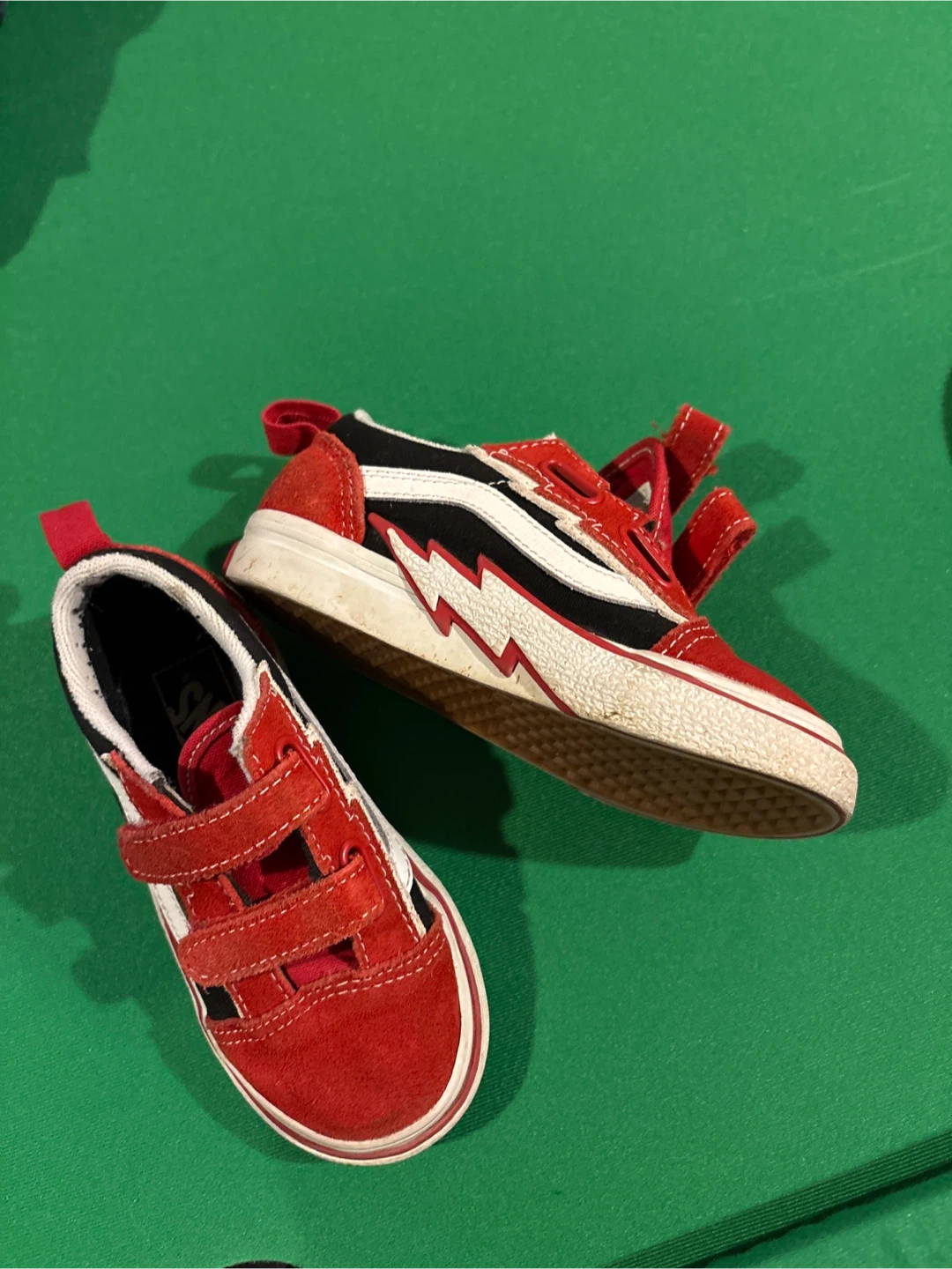Vans Toddler Red Lightning Bolt Velcro Shoes