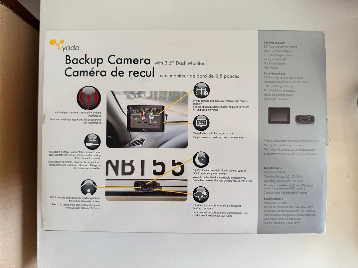 Yada Backup Camera with 3.5" Dash Monitor-Open Box - photo 2