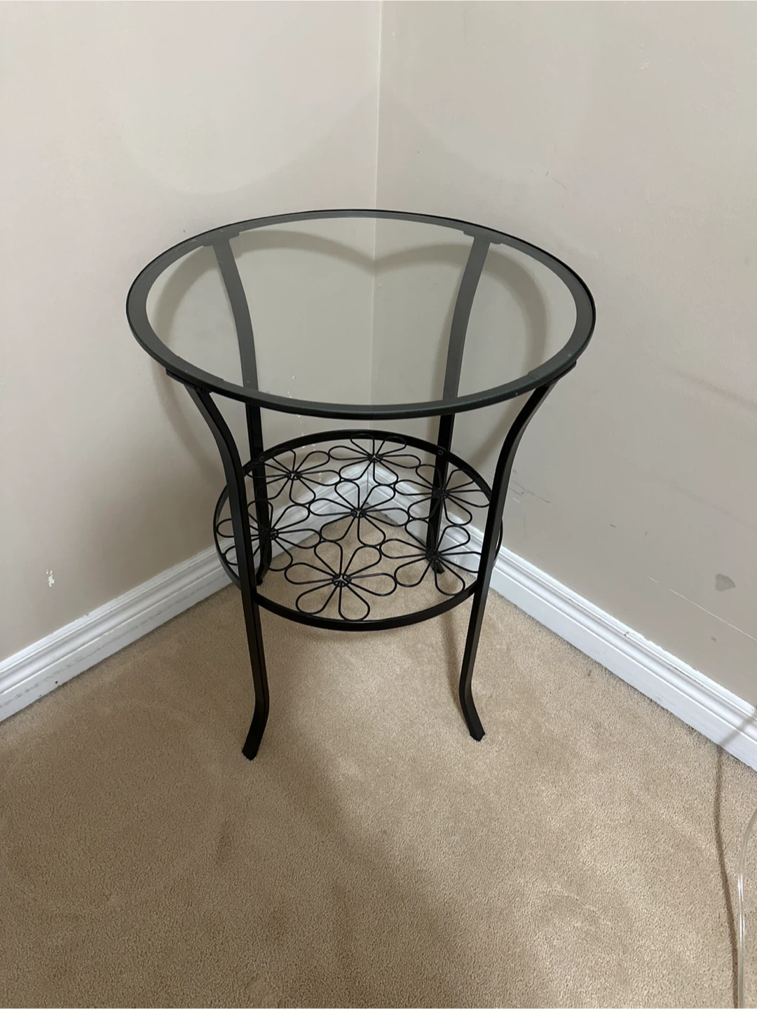 Glass and Metal Side Table