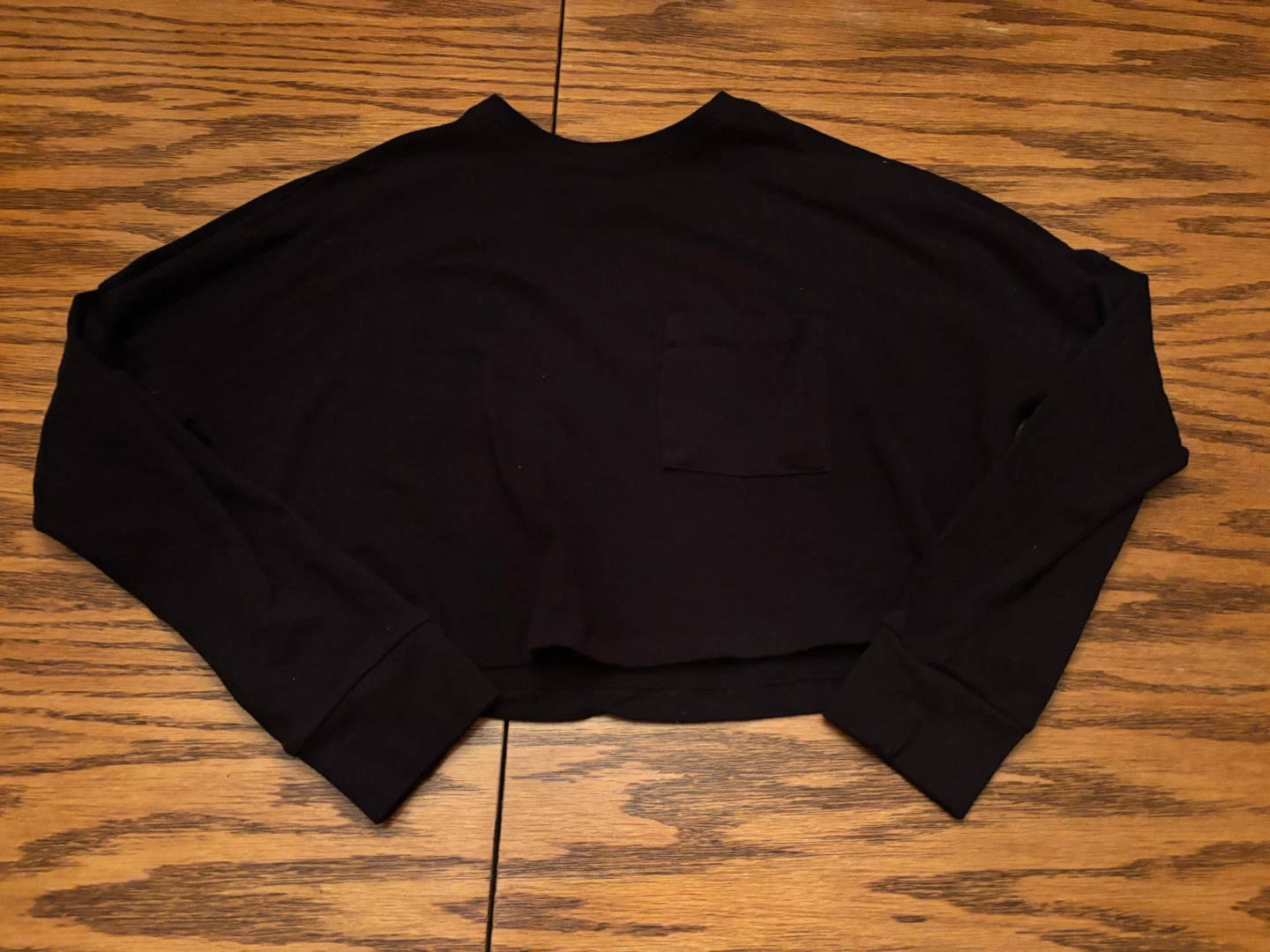 Ardene Basic Black Cropped Long Sleeve T-Shirt