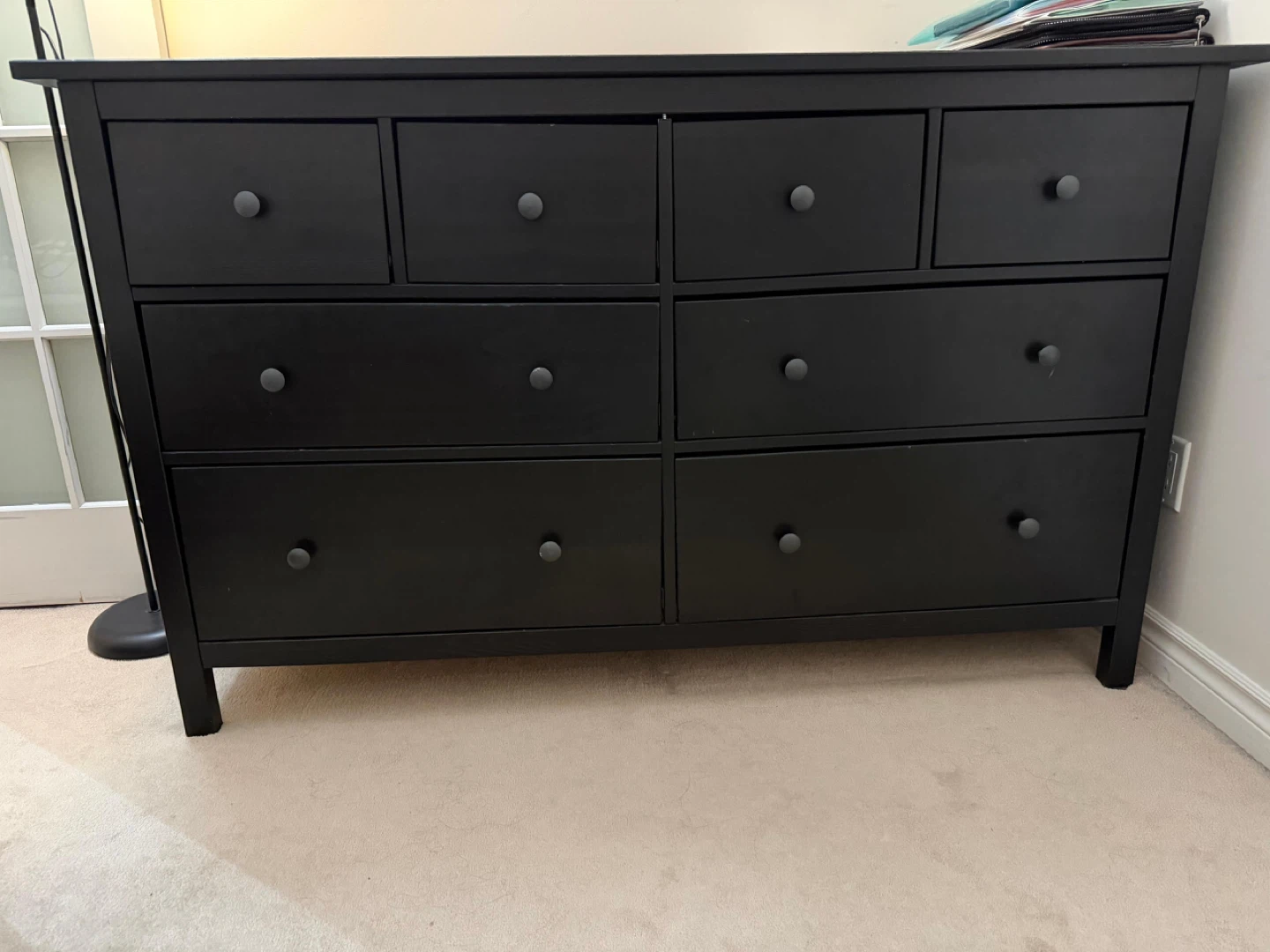Black Wooden 8-Drawer Dresser – Sturdy & Spacious Storage