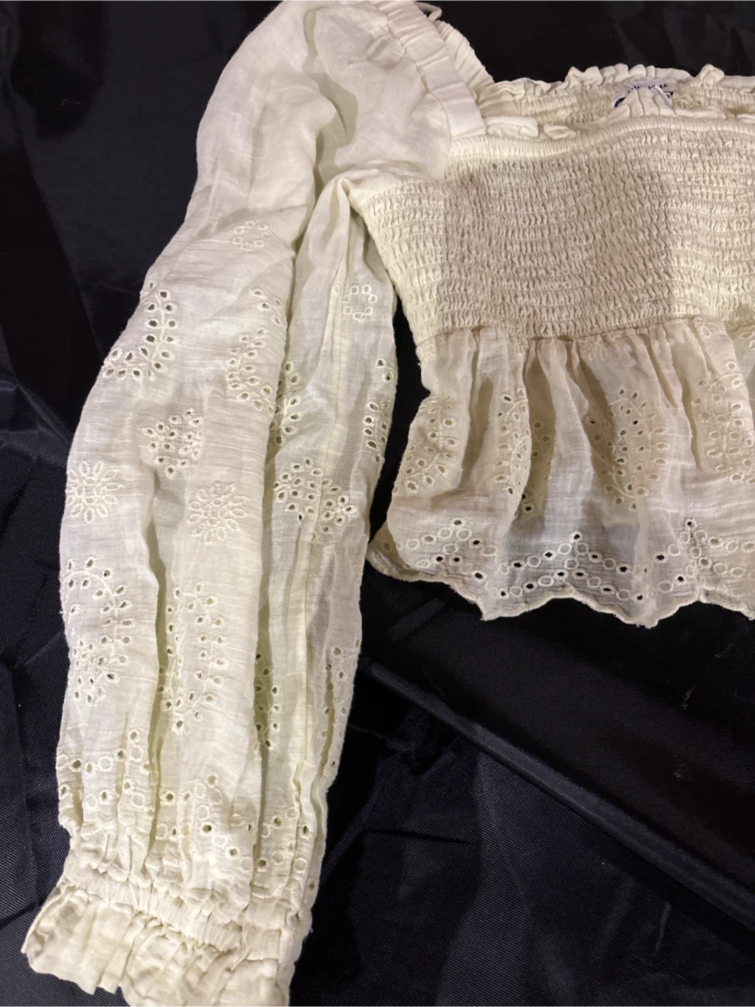 American Eagle Smocked Eyelet Peplum Top - photo 3