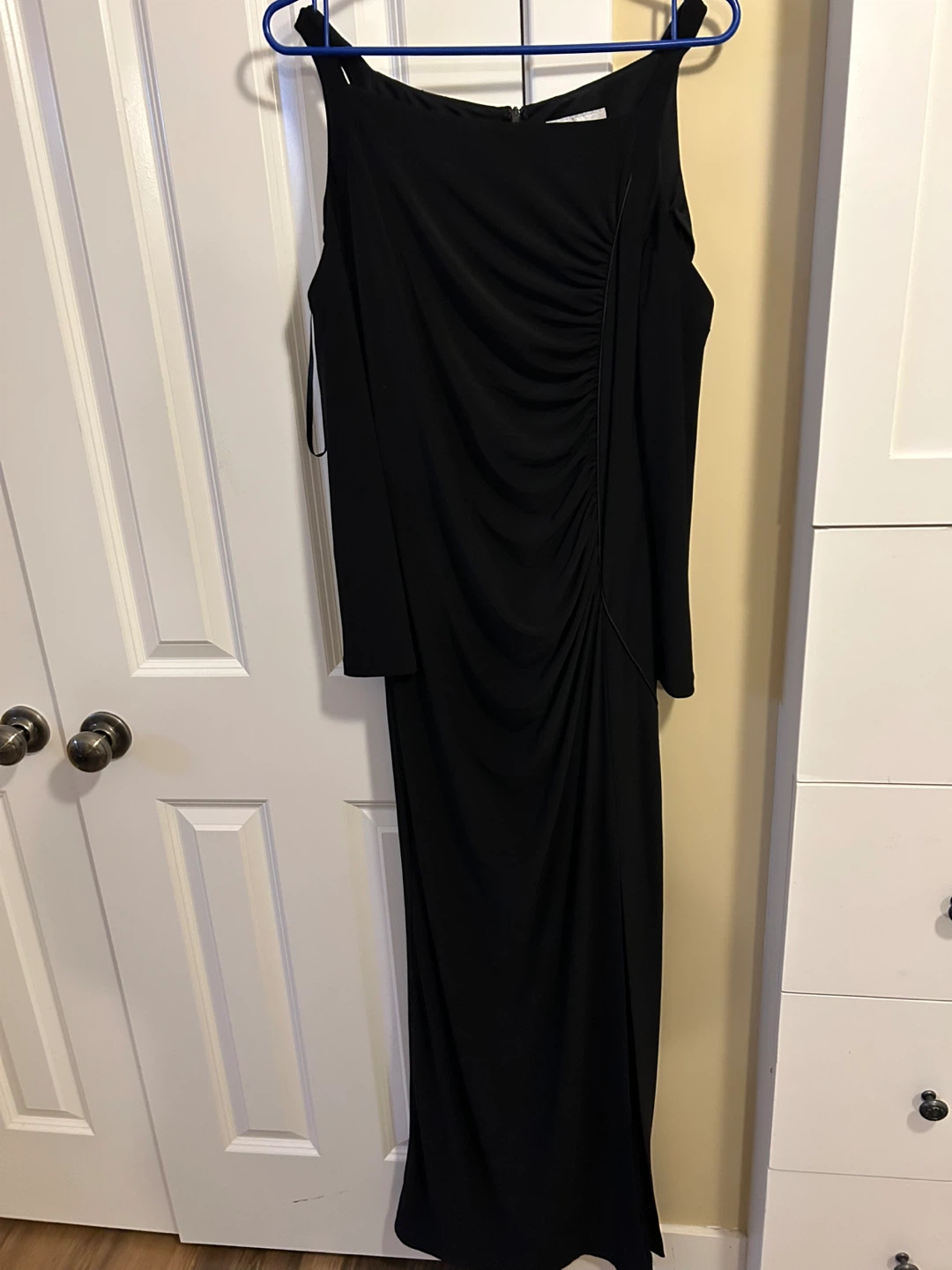 Coast Black Ruched One Shoulder Maxi Dress UK 14