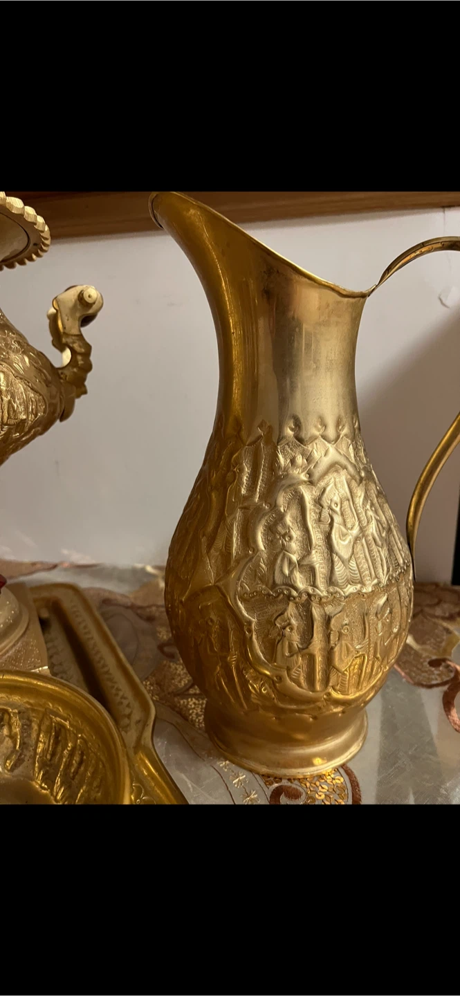 Decorative Brass Samovar Set with Pitcher and Bowl - photo 4
