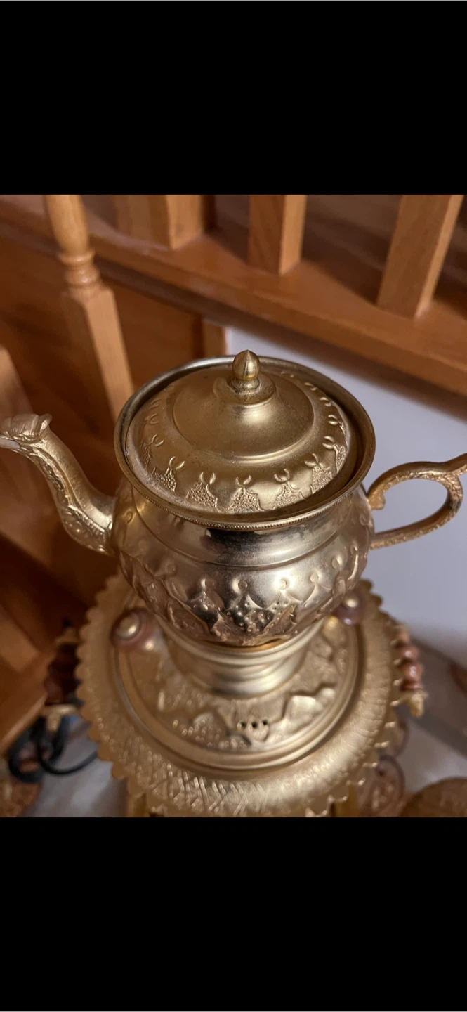 Decorative Brass Samovar Set with Pitcher and Bowl - photo 2