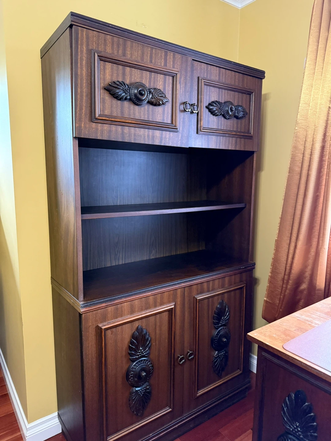 Dark Wood Display Cabinet with Doors