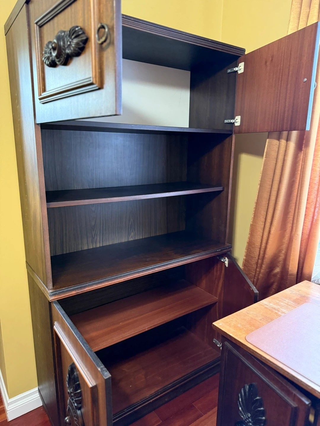 Dark Wood Display Cabinet with Doors - photo 2