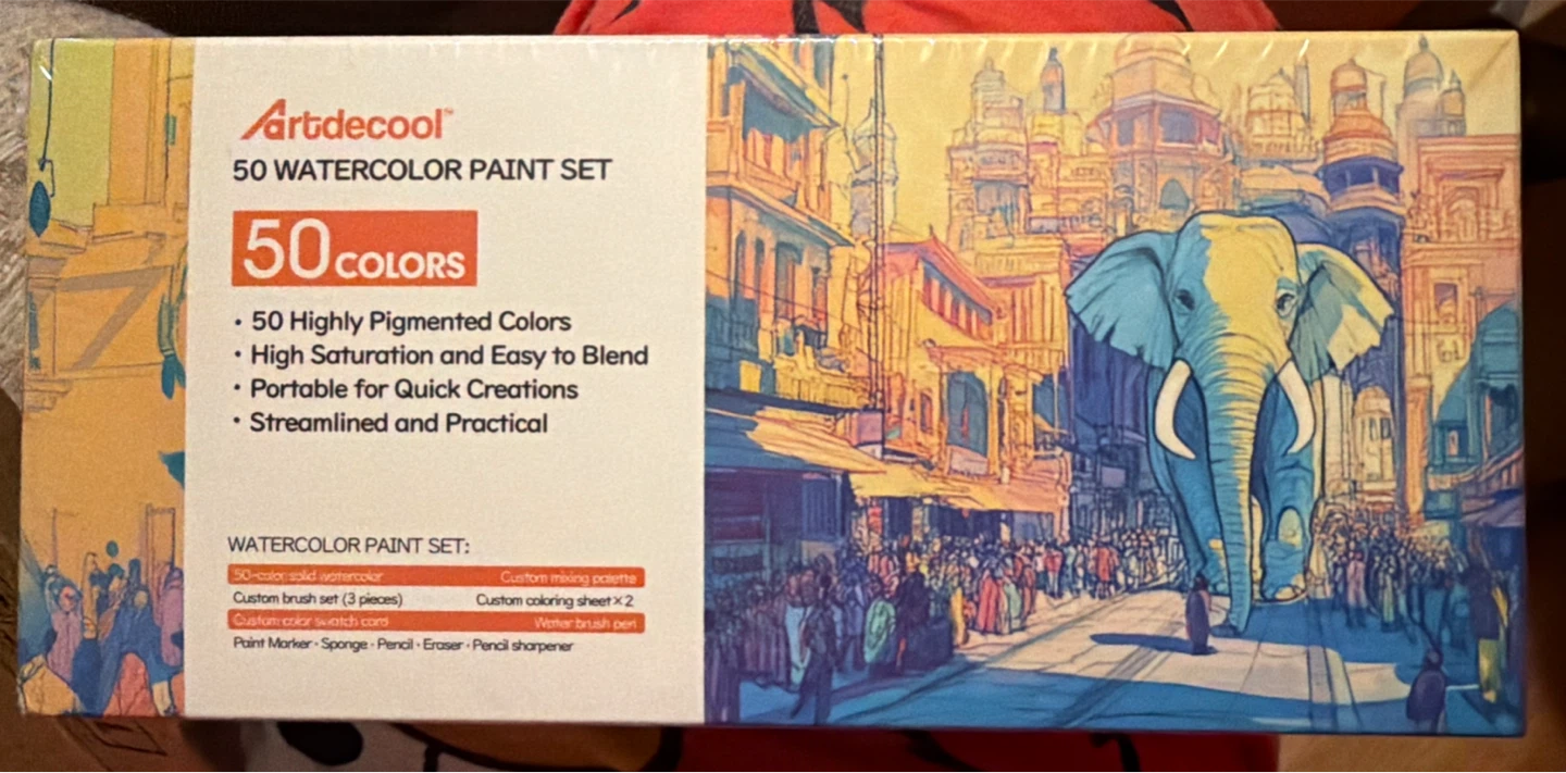 ArtdeCool 50 Watercolor Paint Set with Brushes and Accessories