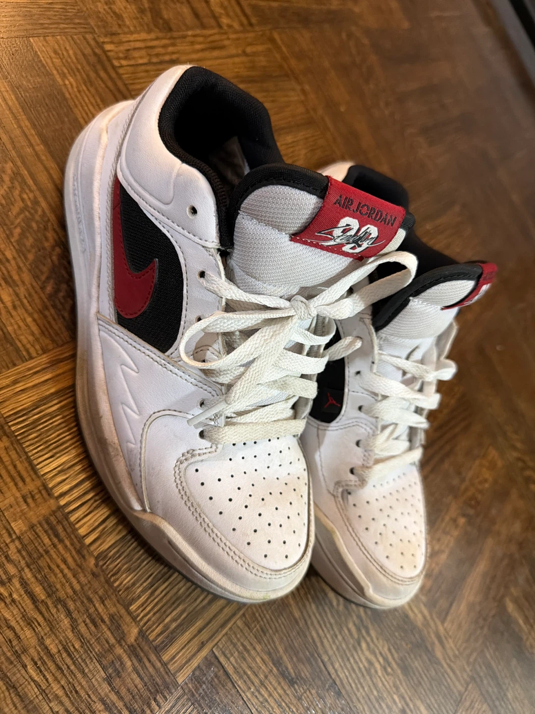 Nike Air Jordan 1 Mid White Red Black Sneakers - photo 2