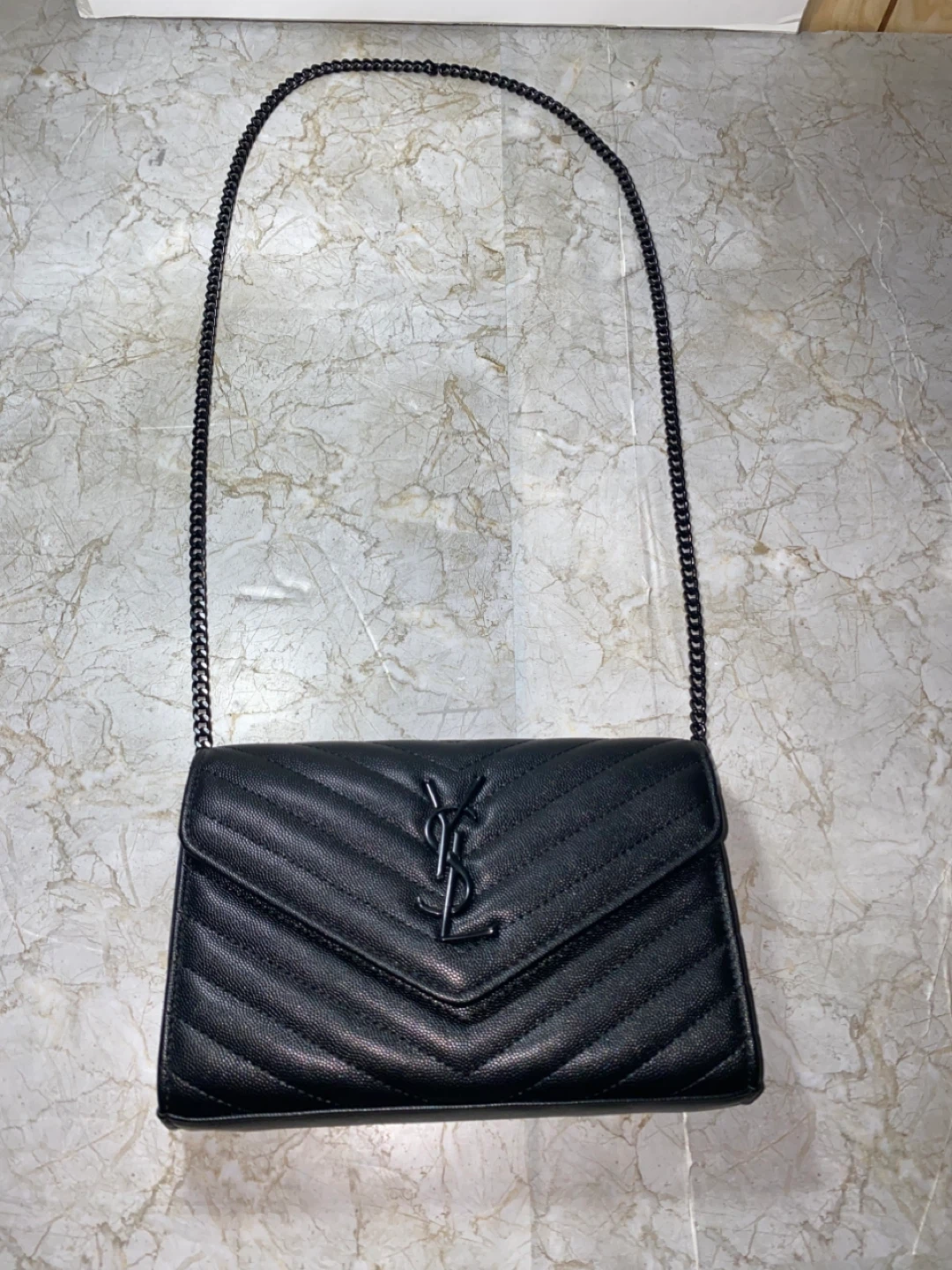 Saint Laurent Black Quilted Leather Chain Wallet - photo 2