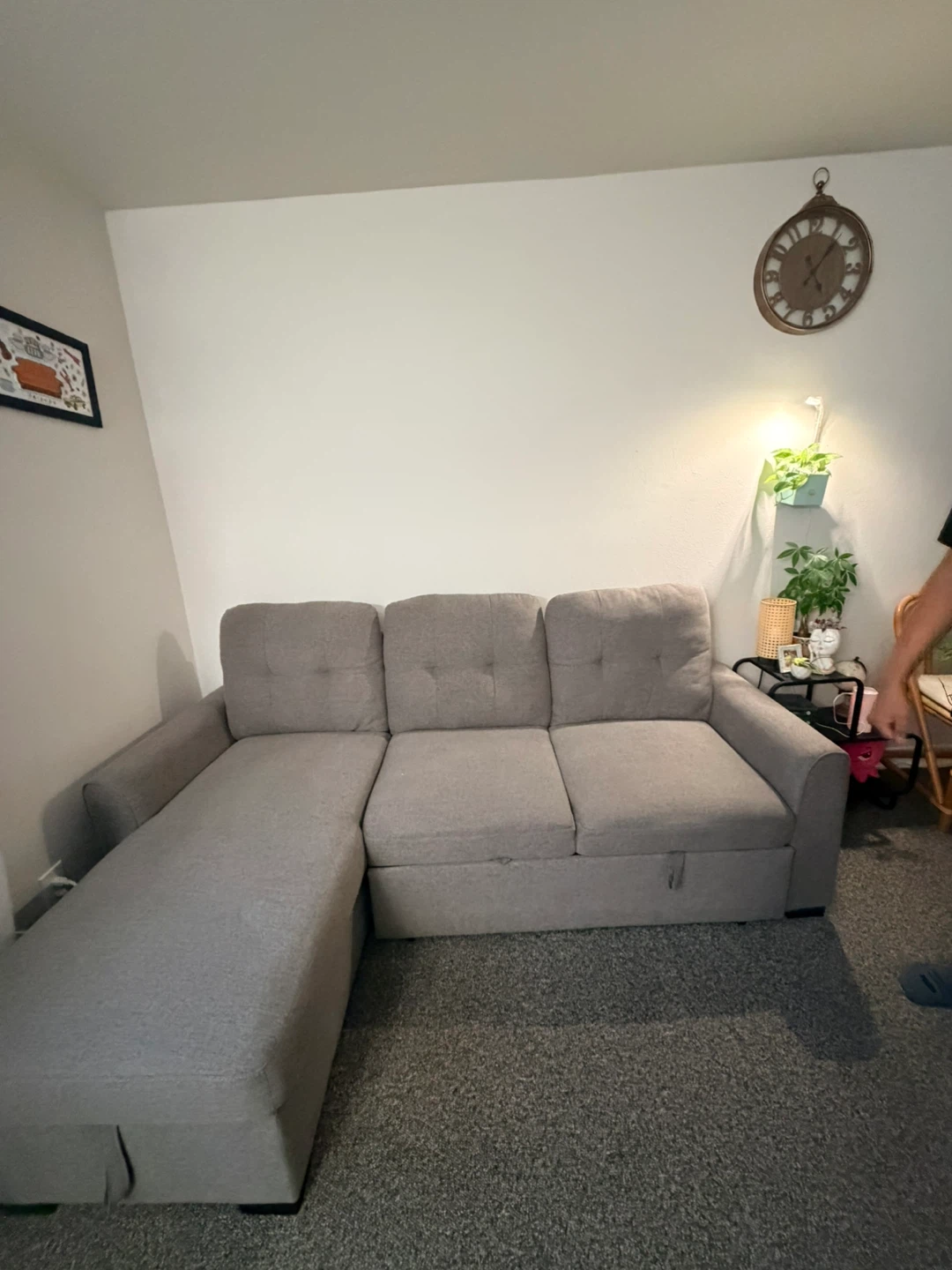 Grey Sectional Sofa with Storage Chaise - photo 2