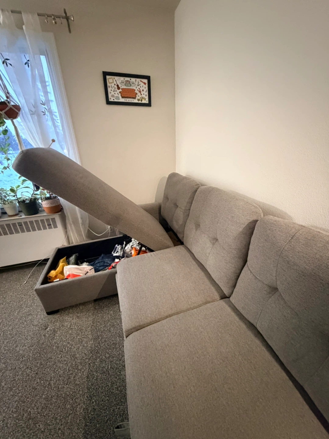Grey Sectional Sofa with Storage Chaise - photo 3