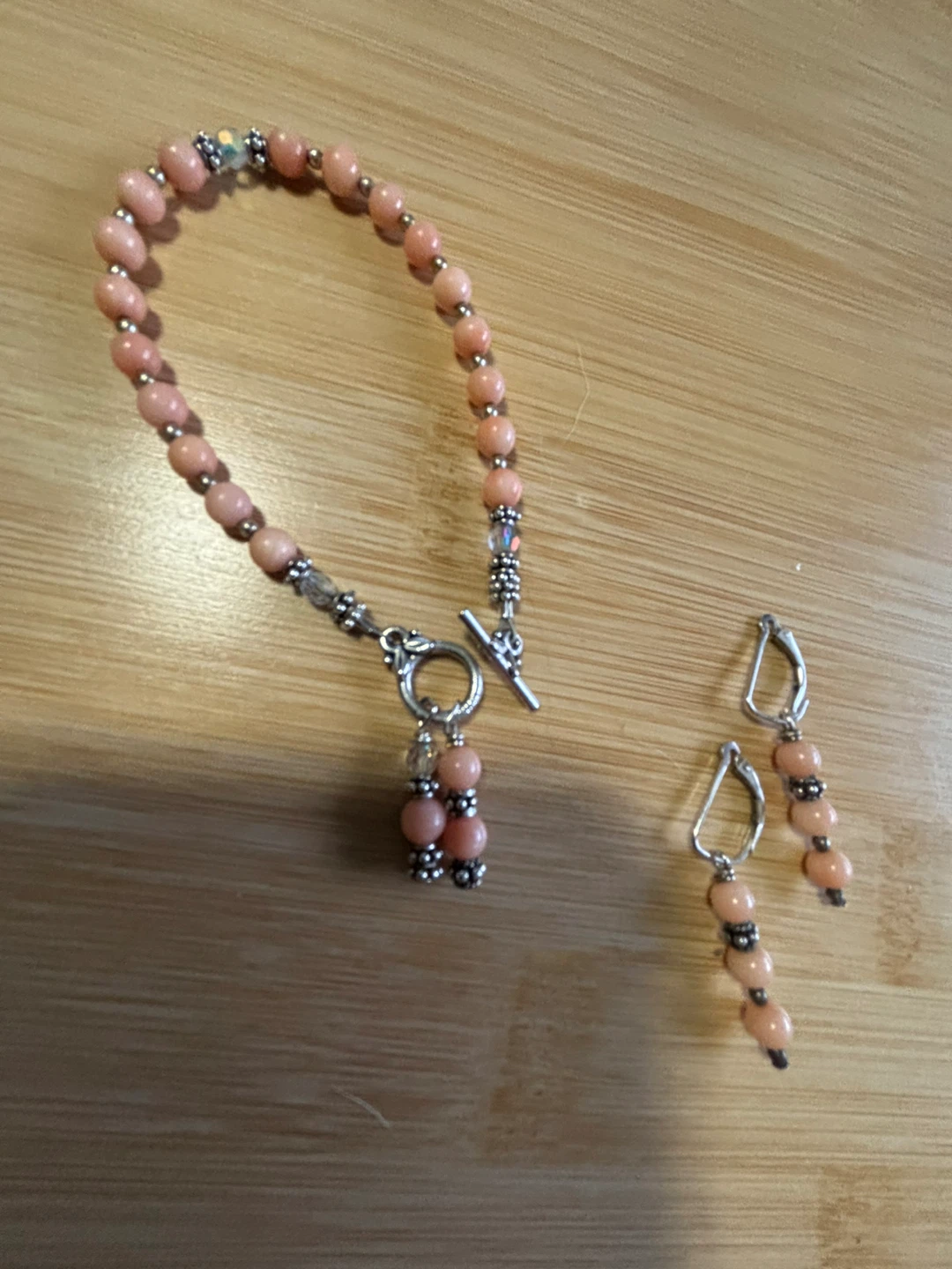 Coral Bead Bracelet & Earring Set made with Italian silver beads - photo 3