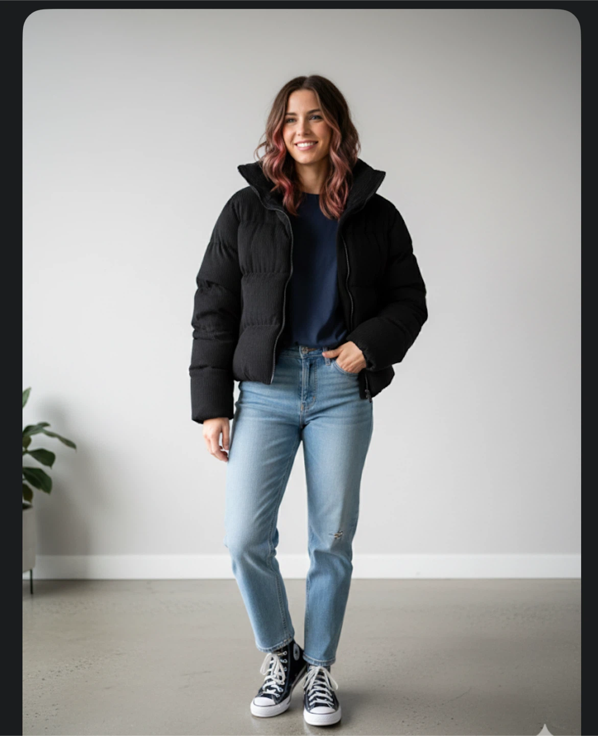 Black Corduroy Puffer Jacket New