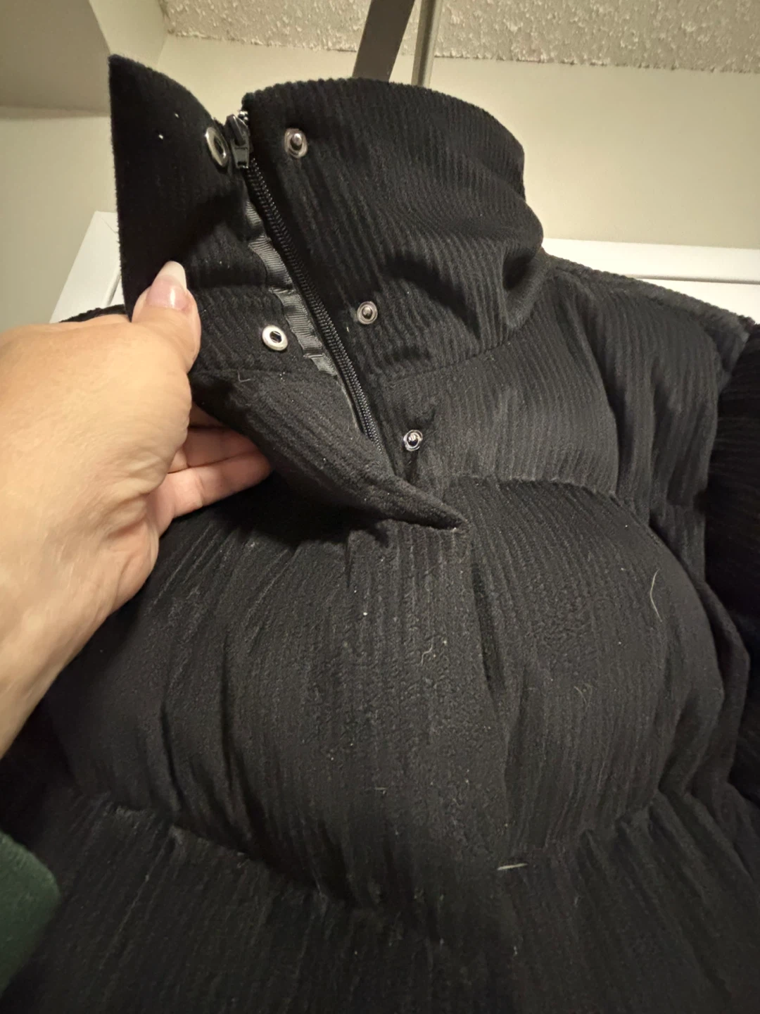 Black Corduroy Puffer Jacket New - photo 4