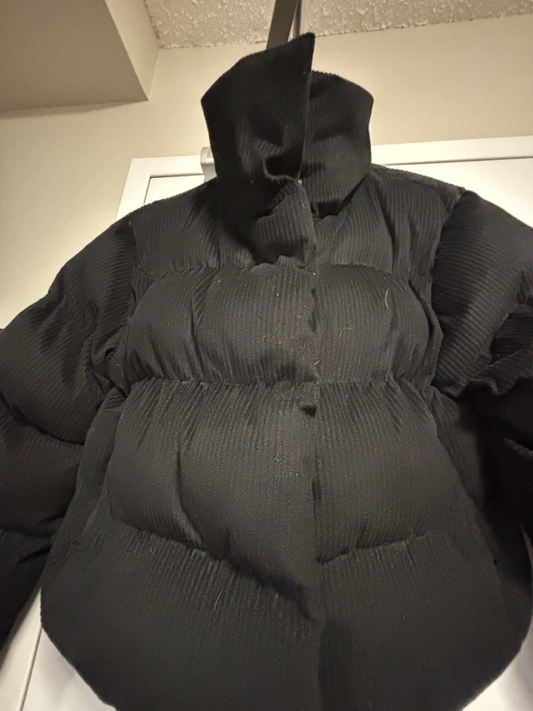 Black Corduroy Puffer Jacket New - photo 3
