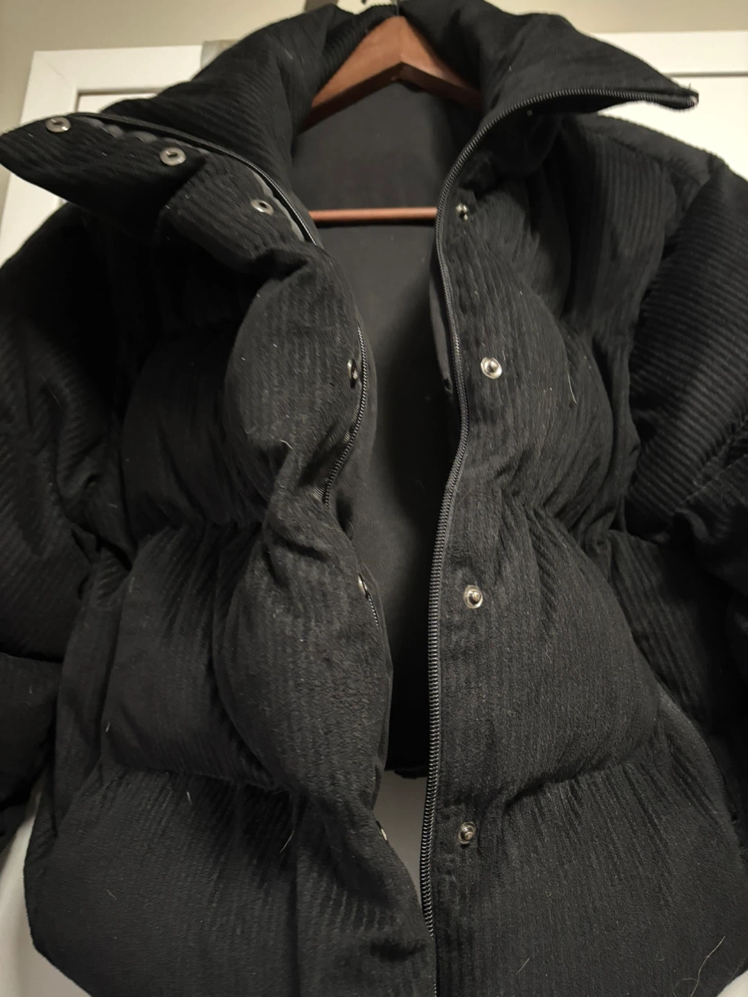 Black Corduroy Puffer Jacket New - photo 5