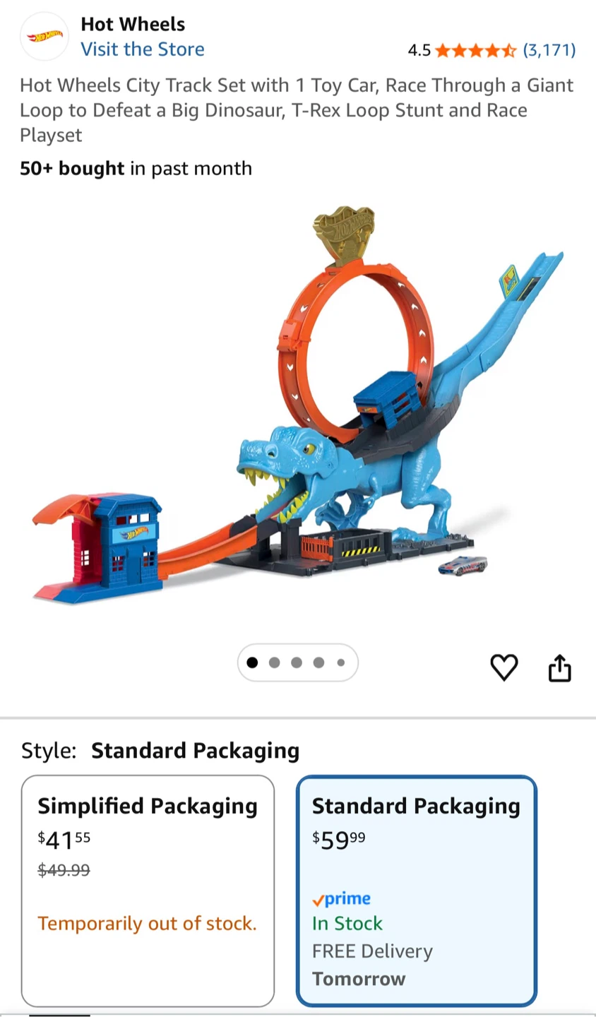 Hot Wheels T-Rex Loop Stunt and Race Playset - photo 4
