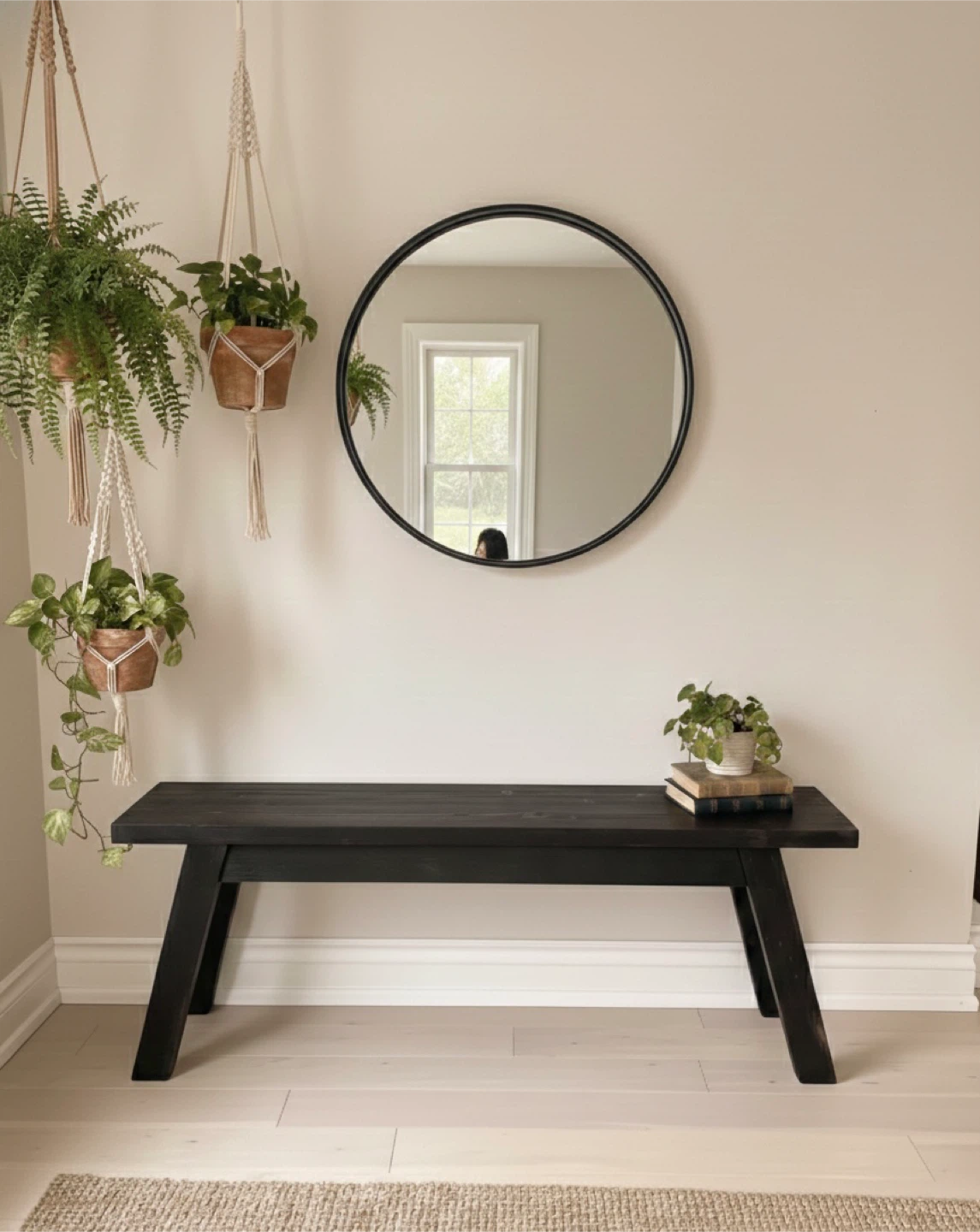 Handcrafted Solid Wood Bench – Black Finish