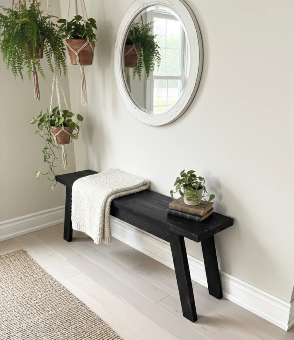Handcrafted Solid Wood Bench – Black Finish - photo 2