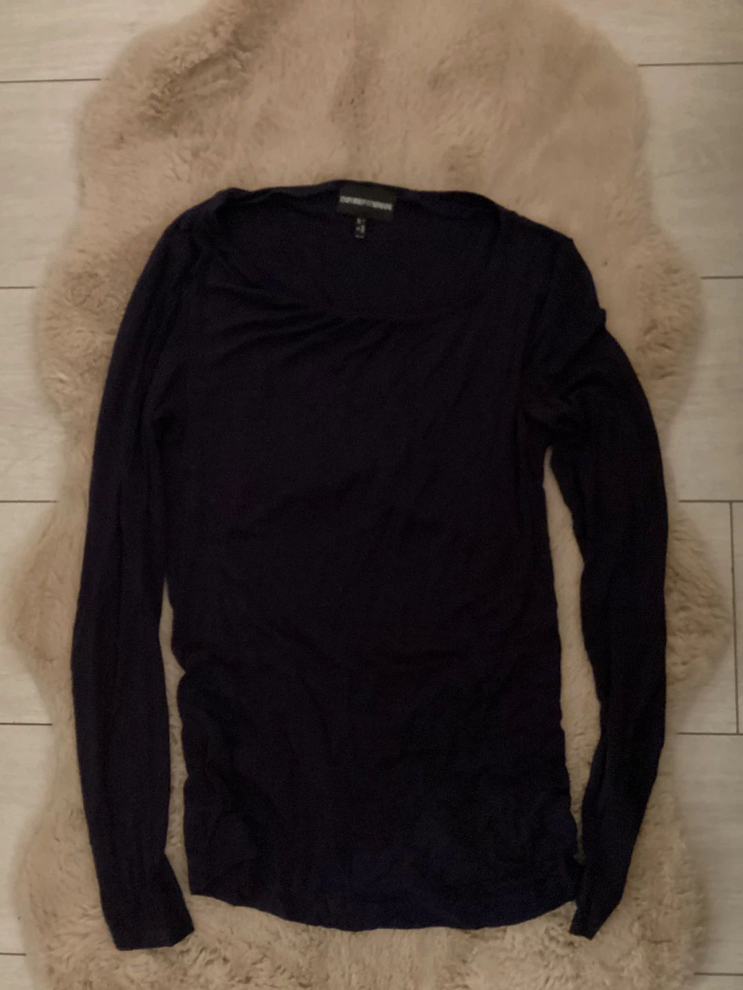 Emporio Armani Navy Blue Long Sleeve Top Size S