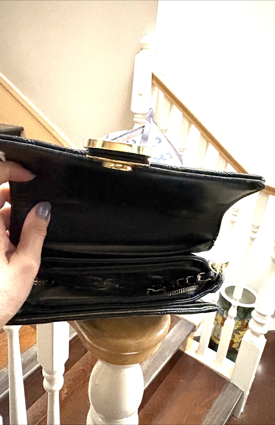 Black Quilted Handbag with Scarf Handle - photo 4