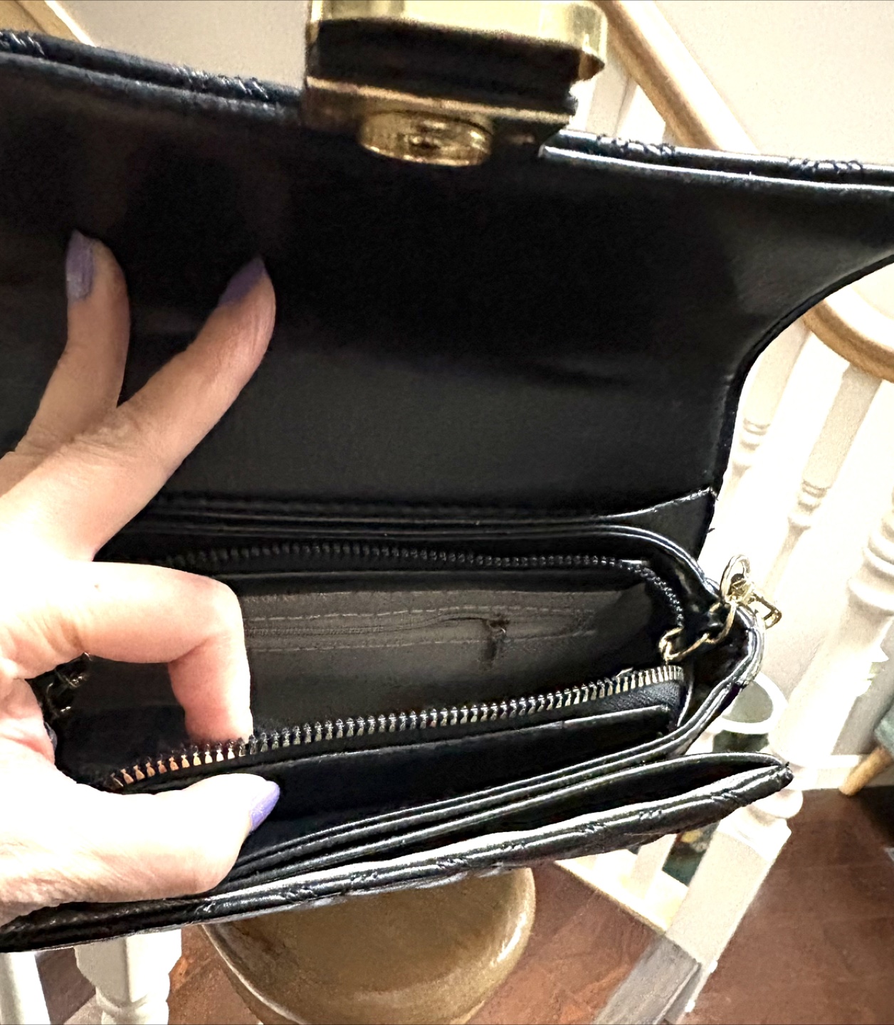 Black Quilted Handbag with Scarf Handle - photo 5