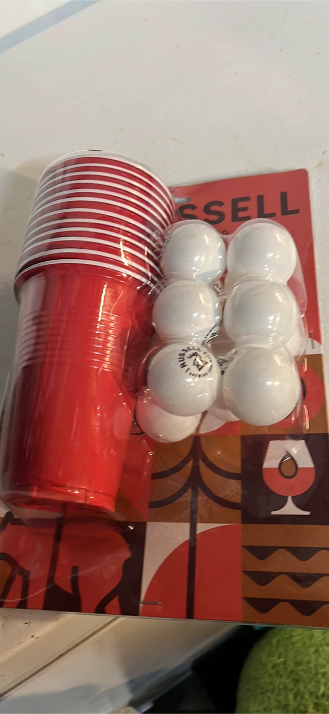 Russell Red Party Cups and Ping Pong Balls