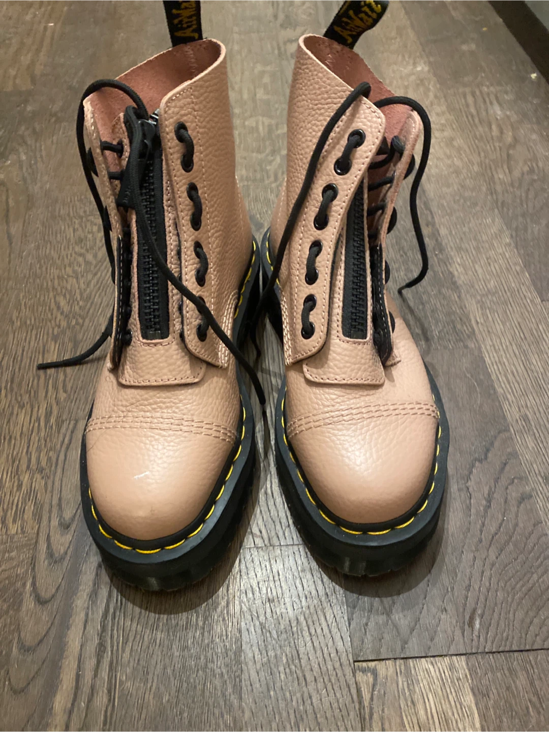 Dr. Martens Pink Leather Zip Boots
