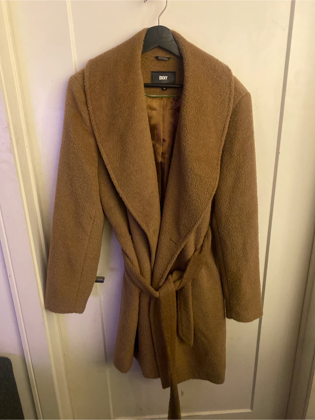DKNY Women's Brown Teddy Coat